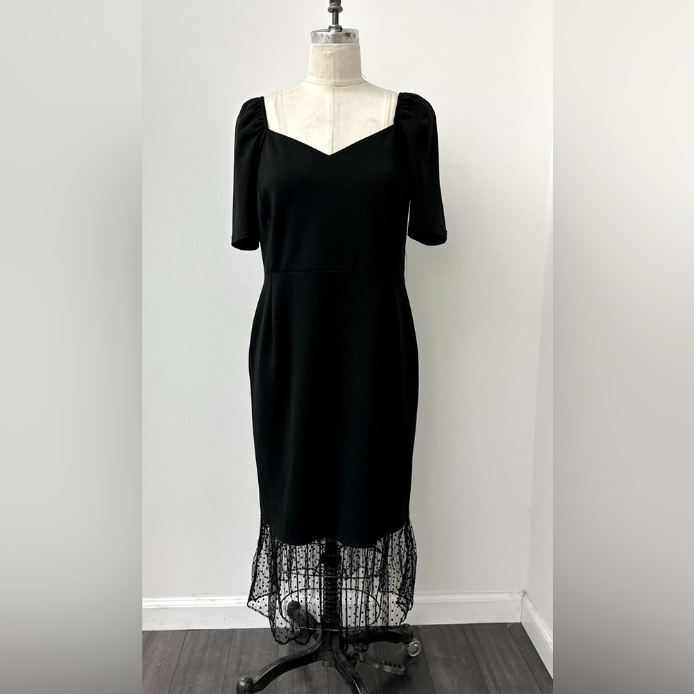 NWT Glamour Scuba Crepe with Mesh Hem Dress